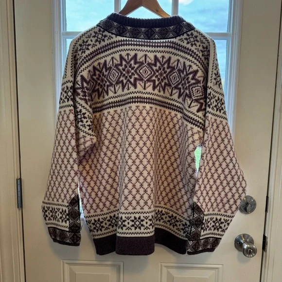 Dale of Norway Sweater Dale Classic Purple Fair Isle Cardigan Clasp Snow Winter - Picture 6 of 10